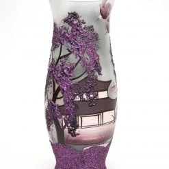 7ART Handbemalte Glasvase - Tischvase aus Glas 30 cm