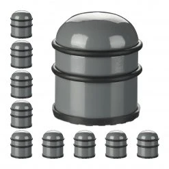 Relaxdays 10 x Türstopper Edelstahl dunkelgrau - Grau - Schwarz