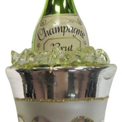 Krebs Glas Lauscha Champagner mit Kühler aus Glas 14 cm