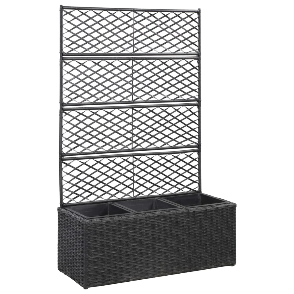 VidaXL Hochbeet mit Rankgitter Poly Rattan - vidaXL Hochbeet mit Rankgitter 3 Töpfe 83×30×130cm Poly Rattan Schwarz 3 VidaXL Hochbeet mit Rankgitter Poly Rattan - vidaXL Hochbeet mit Rankgitter 3 Töpfe 83×30×130cm Poly Rattan Schwarz