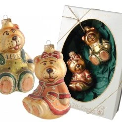 Krebs Glas Lauscha 10cm Viktorianisches Teddy-Paar aus Glas