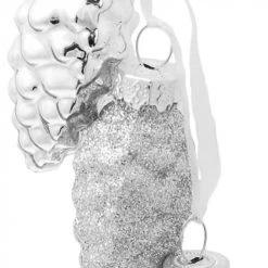 Krebs Glas Lauscha Minitannenzapfen, Textilband silber 6cm