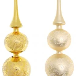 Krebs Glas Lauscha Goldenes 33cm Baumspitzenset aus Glas