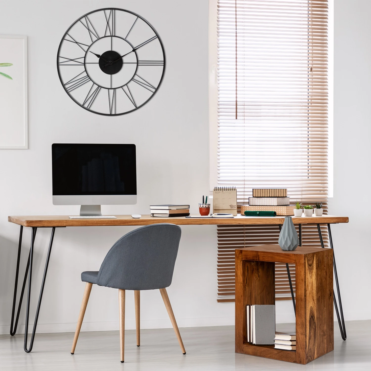 WOMO-DESIGN Wanduhr rund Ø 76cm Schwarz aus Eisen - 76 x 76 cm 4 WOMO-DESIGN Wanduhr rund Ø 76cm Schwarz aus Eisen - 76 x 76 cm – Bild 2