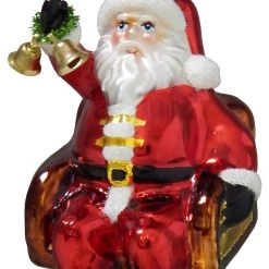 Krebs Glas Lauscha Santa im Sessellift mit Skiern 10cm