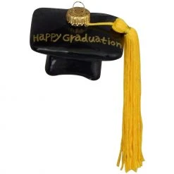 Krebs Glas Lauscha Gratuation Hut mit Stoff-Litze 6cm