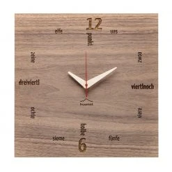 KUNSTLOFT Design Wanduhr Kultuhr Nuss eckig