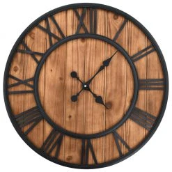 VidaXL Wanduhr Vintage Holz und Metall - vidaXL Wanduhr Vintage mit Quarzwerk Holz und Metall 60 cm XXL