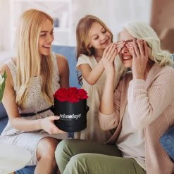 Relaxdays Schwarze Rosenbox rund mit 8 Rosen -Günstiges Deko Geschäft a00aa13cf9324483a3a1866f4810362f