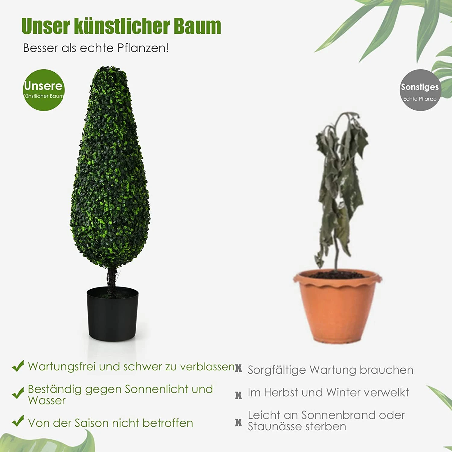 Costway 2er Set künstlicher Pflanzbaum 6 Costway 2er Set künstlicher Pflanzbaum – Bild 4