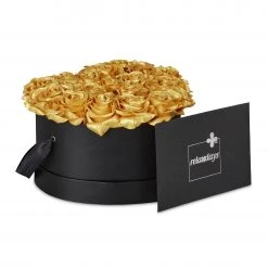 Relaxdays Schwarze Rosenbox mit 18 goldenen Rosen -Günstiges Deko Geschäft a0cf15cba5534d48bdad0dde59f35213