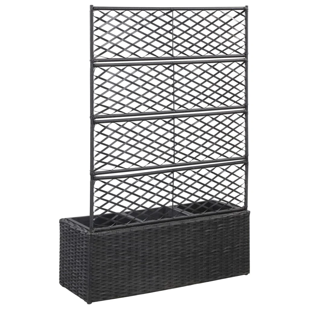 VidaXL Hochbeet mit Rankgitter Poly Rattan - vidaXL Hochbeet mit Rankgitter 3 Töpfe 83×30×130cm Poly Rattan Schwarz 5 VidaXL Hochbeet mit Rankgitter Poly Rattan - vidaXL Hochbeet mit Rankgitter 3 Töpfe 83×30×130cm Poly Rattan Schwarz – Bild 3