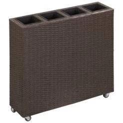 VidaXL Garten-Hochbeet - vidaXL Garten-Hochbeet mit 4 Töpfen 80x22x79 cm Poly Rattan Braun