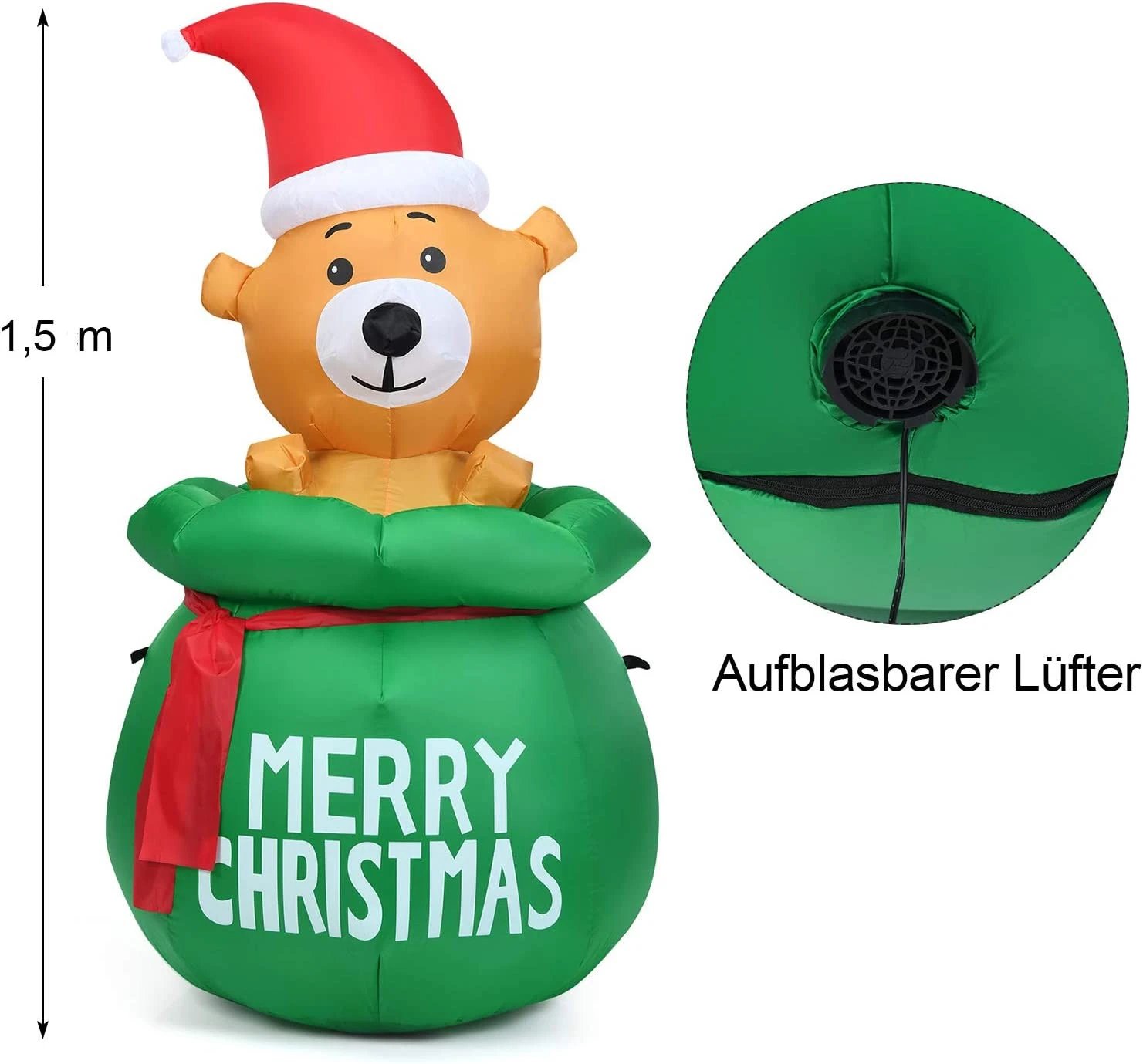 Costway 150cm Aufblasbarer Weihnachten Bär 8 Costway 150cm Aufblasbarer Weihnachten Bär – Bild 6