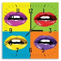 LegendArte Wanduhr - Farbige Münder