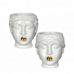 Flowforia Topf Queen weiß mit gold Lippen