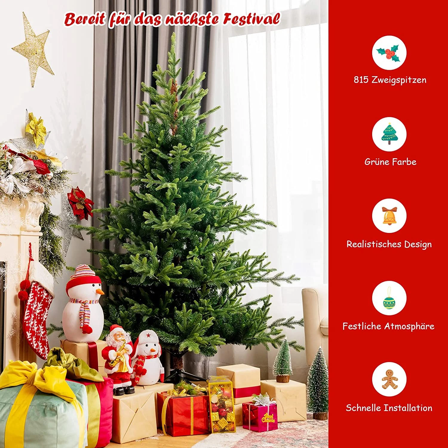 Costway 180cm Künstlicher Weihnachtsbaum 6 Costway 180cm Künstlicher Weihnachtsbaum – Bild 4