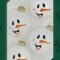 Krebs Glas Lauscha 7cm Glaskugel mt Schneemann-Gesicht