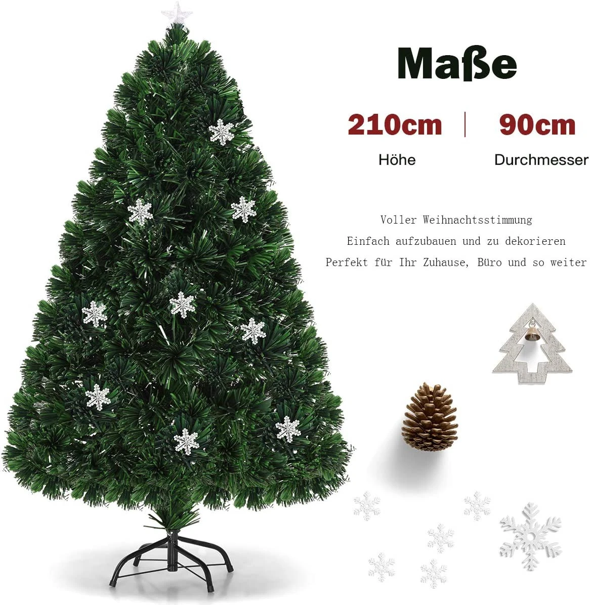 Costway 210cm LED Künstlicher Weihnachtsbaum 7 Costway 210cm LED Künstlicher Weihnachtsbaum – Bild 5