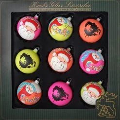 Krebs Glas Lauscha Graffiti-Sortiment 8cm Glaskugeln neon