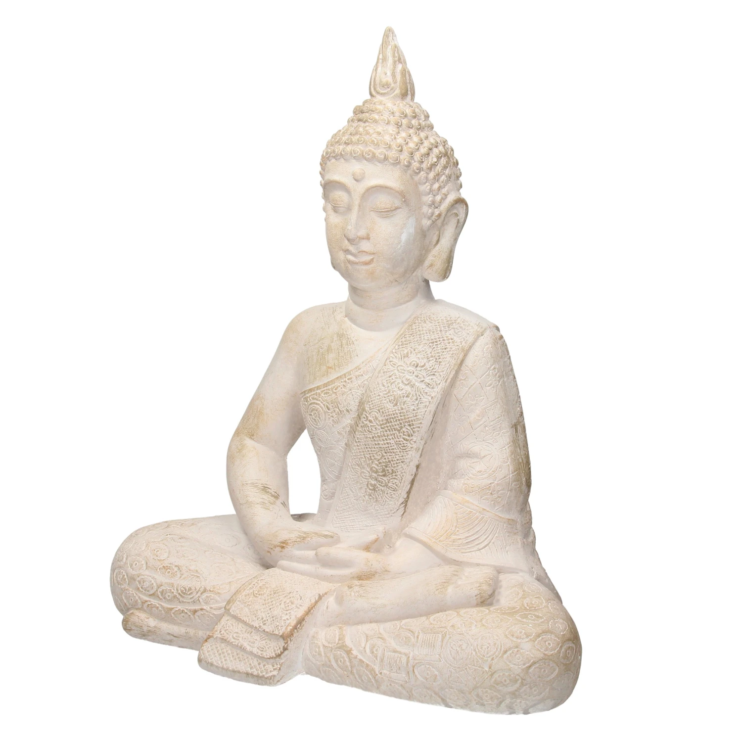 ECD Germany Buddha Figur 40x24x48 cm Beige/Grau 3 ECD Germany Buddha Figur 40x24x48 cm Beige/Grau