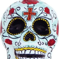 Krebs Glas Lauscha Totenkopfform 10cm mit Rosen aus Glas