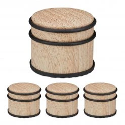 Relaxdays 4 x Türstopper Holzoptik hellbraun
