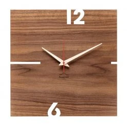 KUNSTLOFT Design Wanduhr Puhr Nuss eckig