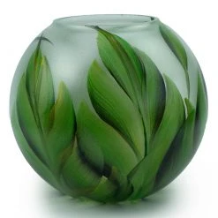 7ART Handbemalte Glasvase - Tischvase aus Glas 16 cm