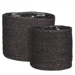 Mica Decorations Pflanzkorb Atlantic (2er-Set) - Grau - Naturfaser - Kunststoff