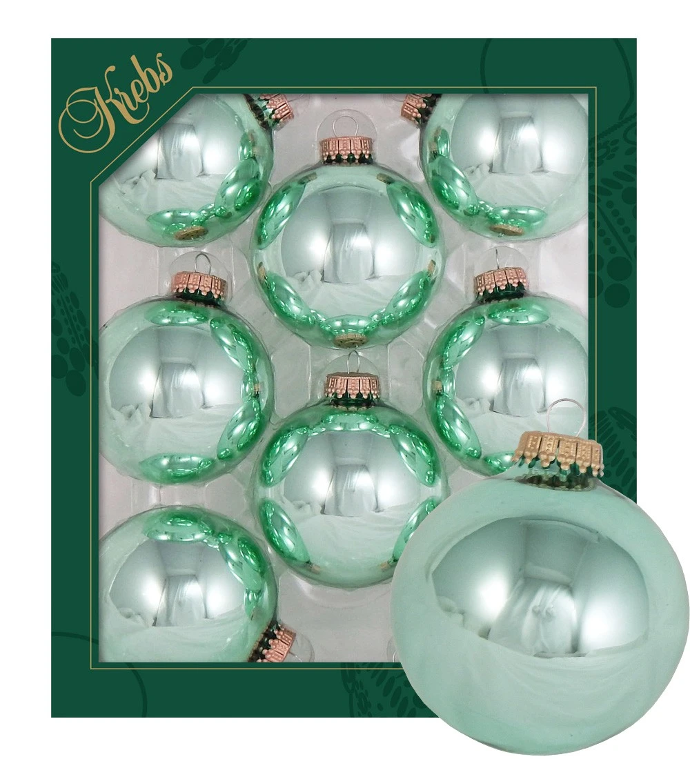 Krebs Glas Lauscha Hellgrün glänzend 7cm Glaskugeln uni 3 Krebs Glas Lauscha Hellgrün glänzend 7cm Glaskugeln uni