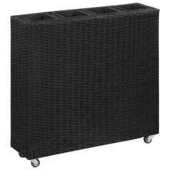 VidaXL Garten-Hochbeet - vidaXL Garten-Hochbeet mit 4 Töpfen 80x22x79 cm Poly Rattan Schwarz