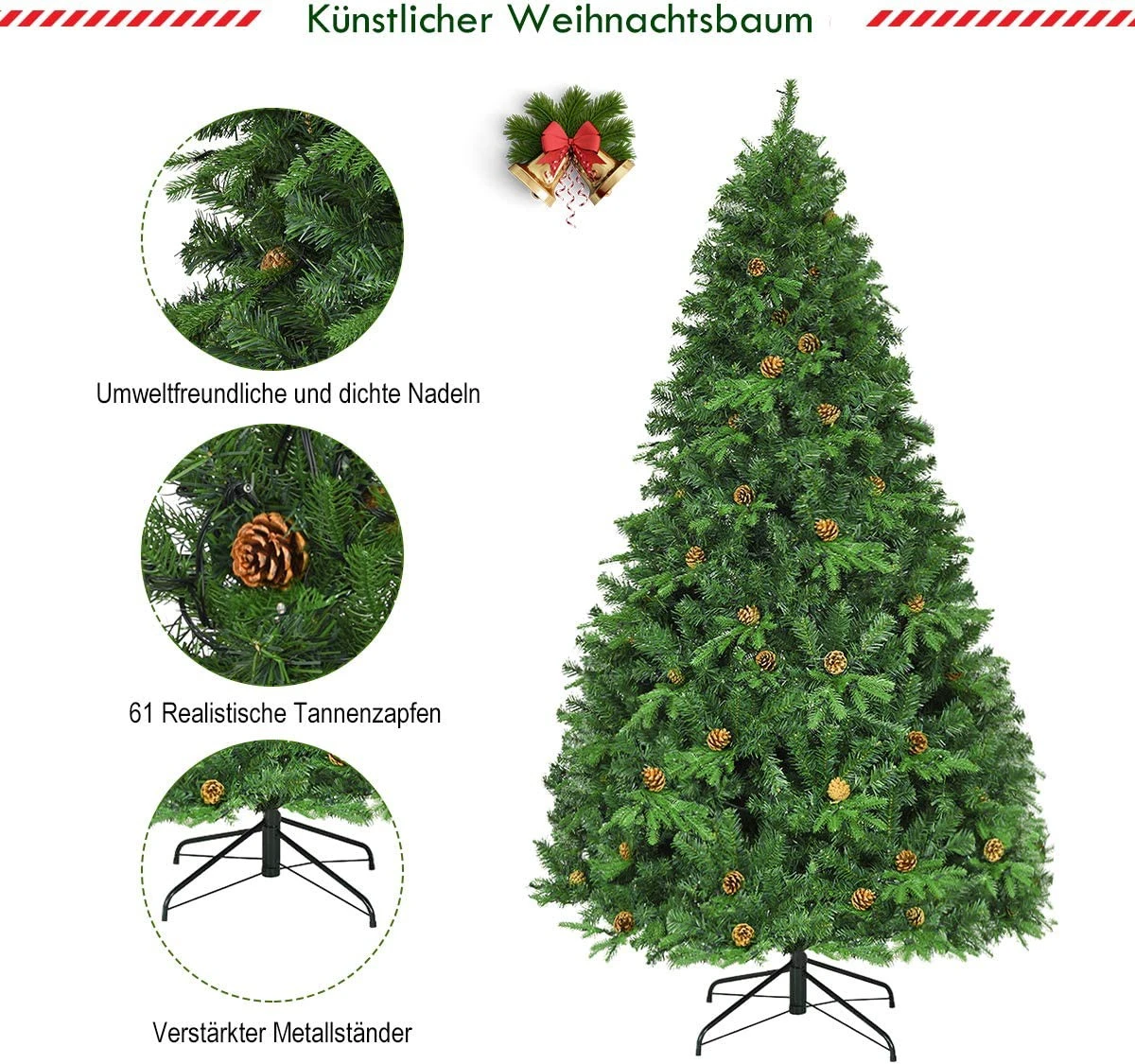 Costway 210cm LED Künstlicher Weihnachtsbaum 7 Costway 210cm LED Künstlicher Weihnachtsbaum – Bild 5