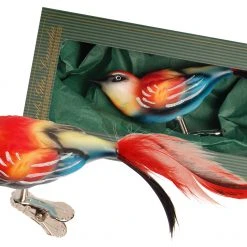 Krebs Glas Lauscha 11cm Glasvogel Bienenfresser auf Clip
