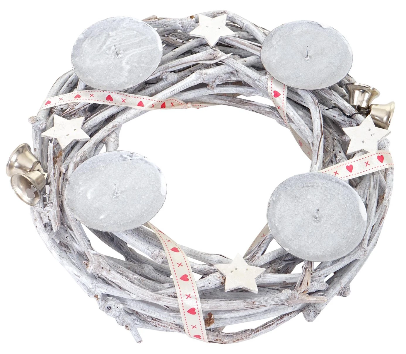 HWC Adventskranz Holz Ø 30cm mit Kerzen weiß - Mit Kerzen, weiß 4 HWC Adventskranz Holz Ø 30cm mit Kerzen weiß - Mit Kerzen, weiß – Bild 2