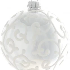 Krebs Glas Lauscha Silber 8cm Glaskugel mit Flockdesign