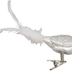 Krebs Glas Lauscha Silber 11cm Glasvogel auf Clip