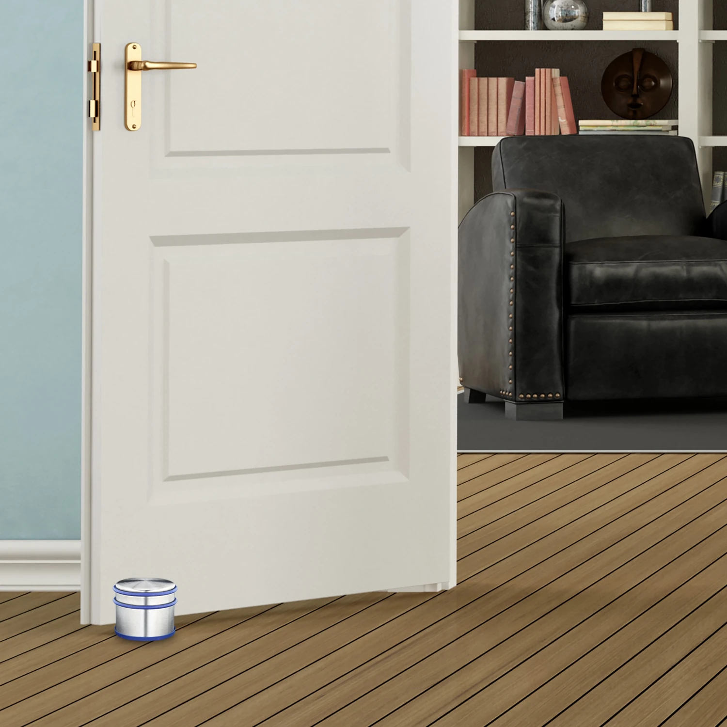 Relaxdays 4 x Türstopper Edelstahl silber-blau 4 Relaxdays 4 x Türstopper Edelstahl silber-blau – Bild 2