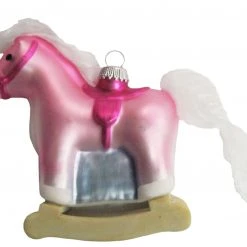 Krebs Glas Lauscha Rosa Schaukelpferd 10cm aus Glas