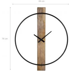 WOMO-DESIGN Wanduhr rund Ø 76cm, schwarz/Natur - 64 x 76 cm -Günstiges Deko Geschäft b738e3ff151c45ba8c6a316dceb5951e.cropped 162 87 1677 1757.processed