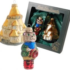 Krebs Glas Lauscha Gestiefelter Kater und Schloss aus Glas