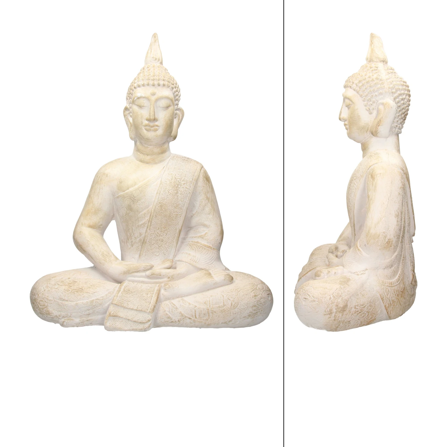 ECD Germany Buddha Figur 51x29x64 cm Beige/Grau 4 ECD Germany Buddha Figur 51x29x64 cm Beige/Grau – Bild 2