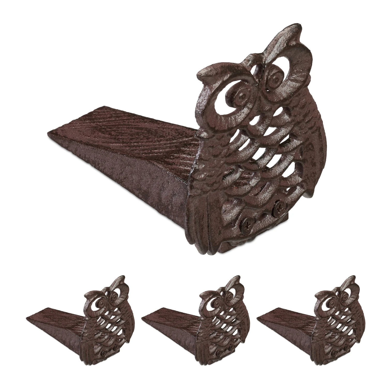 Relaxdays 4 x Türstopper Eule Gusseisen 3 Relaxdays 4 x Türstopper Eule Gusseisen