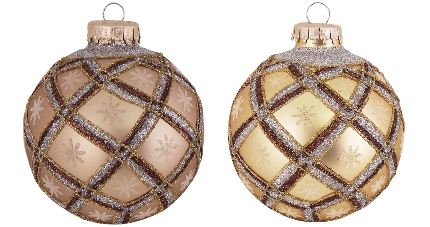 Krebs Glas Lauscha Cappuccino/Gold 7cm Glaskugel 3 Krebs Glas Lauscha Cappuccino/Gold 7cm Glaskugel