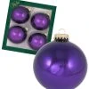 Krebs Glas Lauscha Lila glänzend 8cm Glaskugeln uni