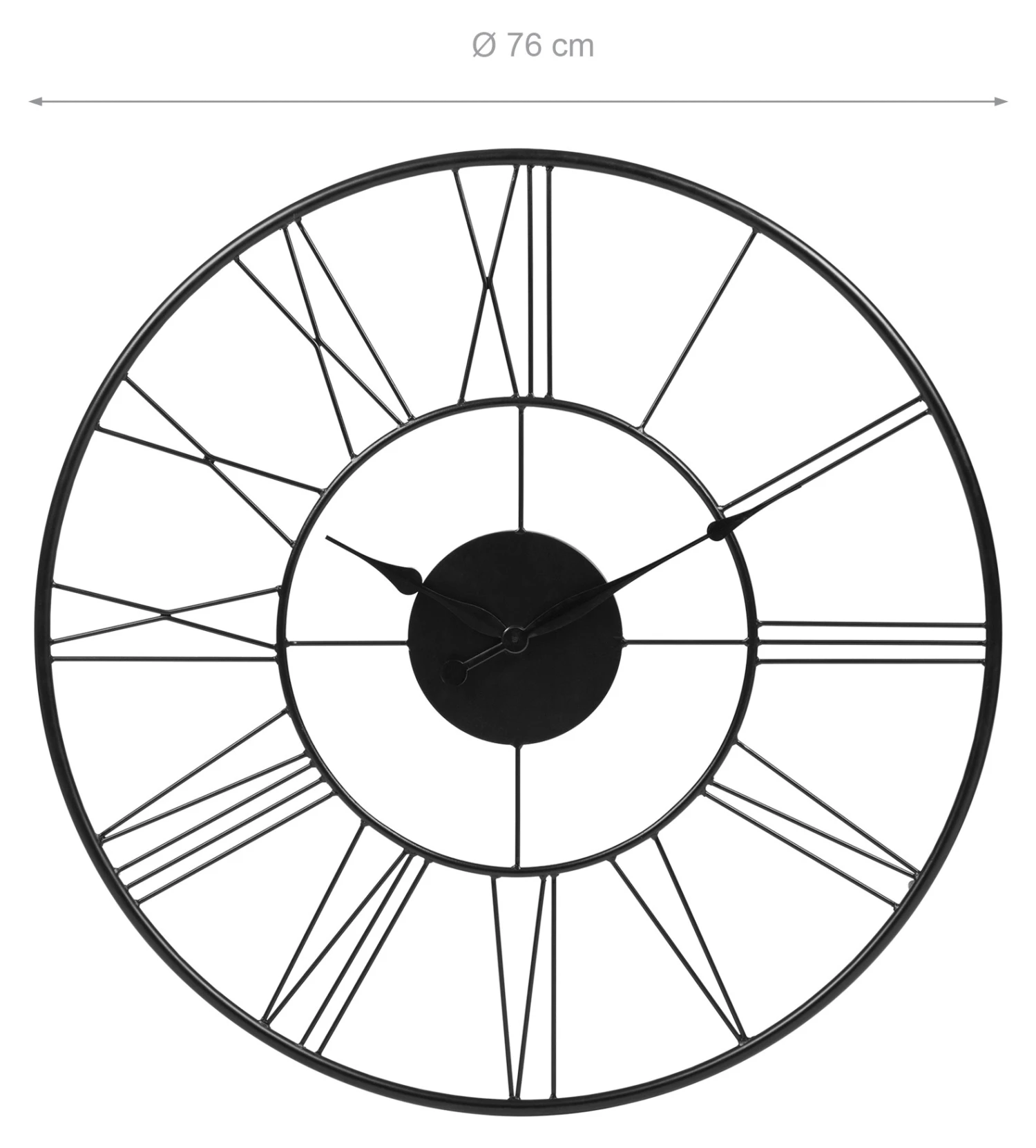 WOMO-DESIGN Wanduhr rund Ø 76cm Schwarz aus Eisen - 76 x 76 cm 7 WOMO-DESIGN Wanduhr rund Ø 76cm Schwarz aus Eisen - 76 x 76 cm – Bild 5