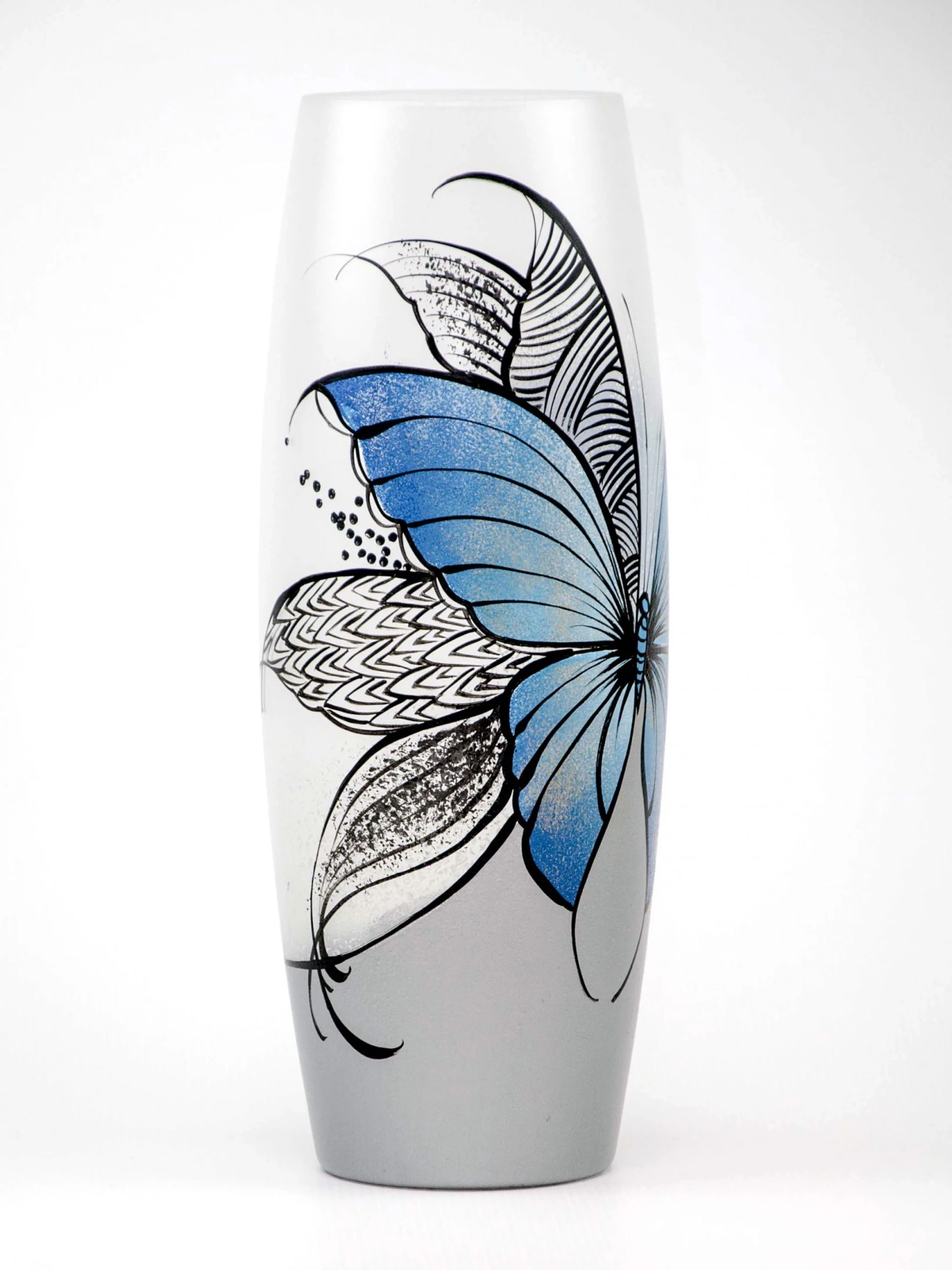 7ART Handbemalte Glasvase - Große Bodenvase aus Glas 40 cm 7 7ART Handbemalte Glasvase - Große Bodenvase aus Glas 40 cm – Bild 5
