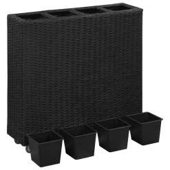 VidaXL Garten-Hochbeet - vidaXL Garten-Hochbeet mit 4 Töpfen 80x22x79 cm Poly Rattan Schwarz -Günstiges Deko Geschäft c08e1ea3c2ee489eb73622b641ce0dd0