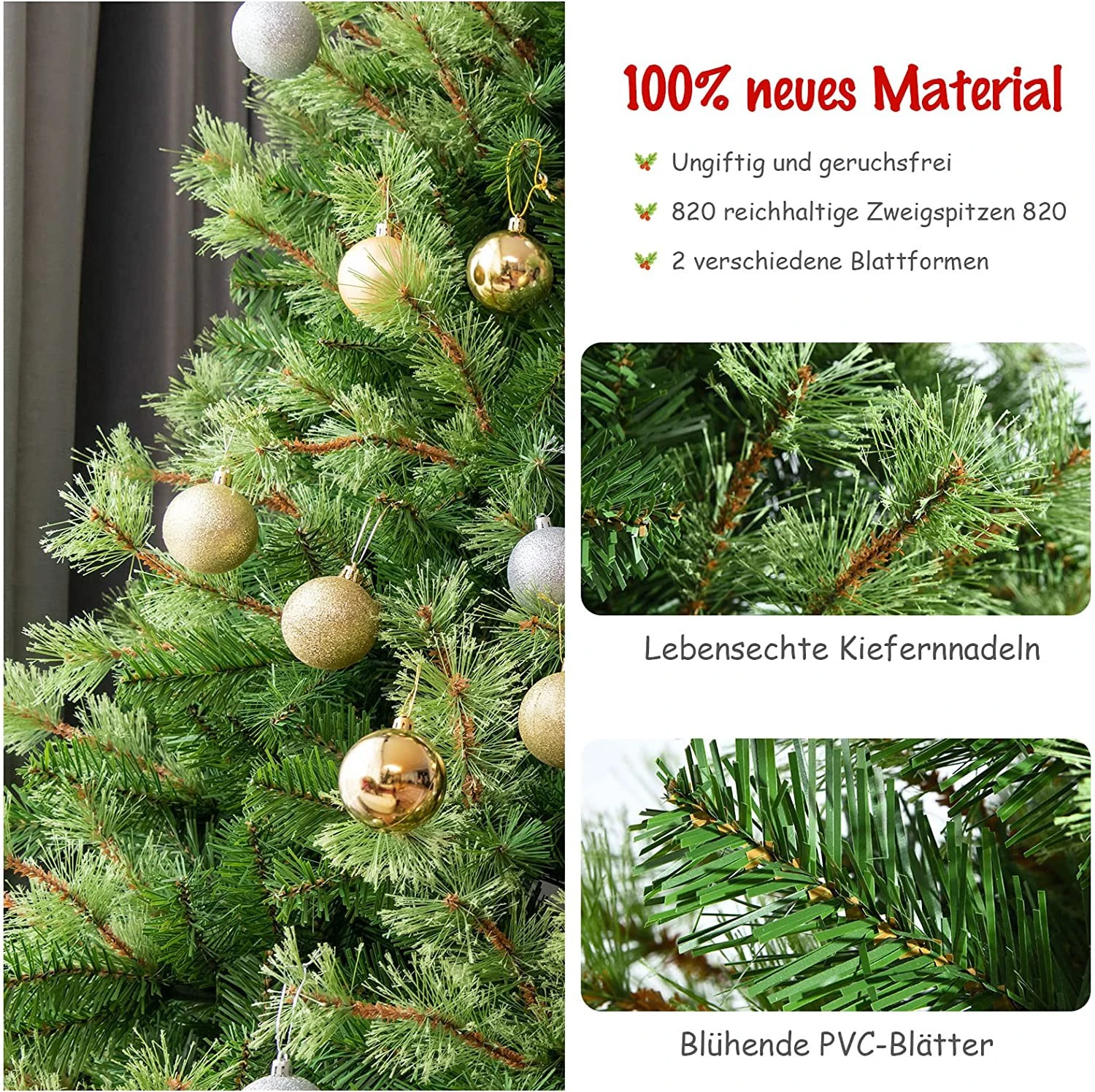 Costway 180cm Künstlicher Weihnachtsbaum 7 Costway 180cm Künstlicher Weihnachtsbaum – Bild 5