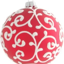 Krebs Glas Lauscha Rot matt 8cm Glaskugel mit Flockdesign